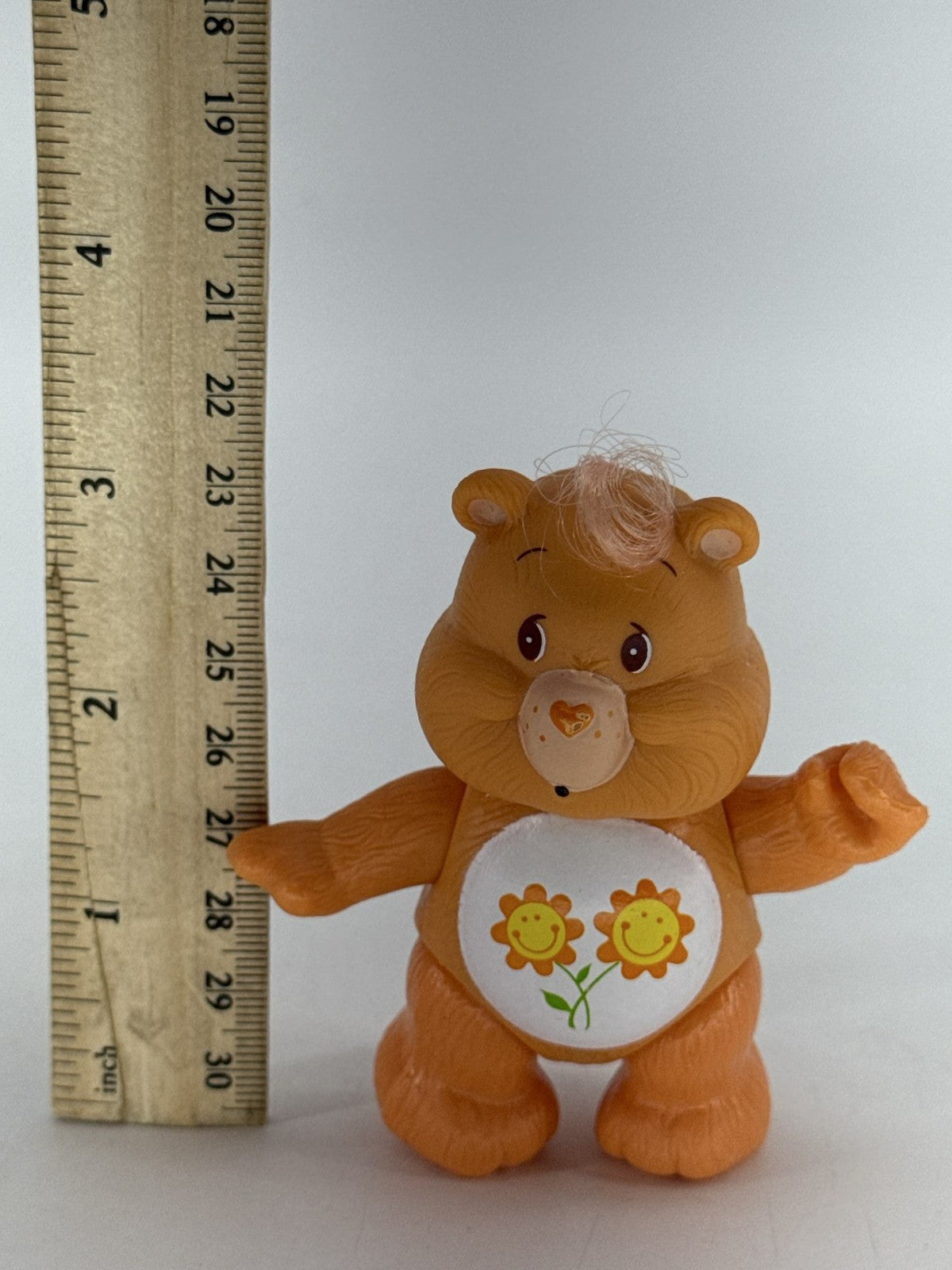 1983 Kenner Care Bears Friend Bear Poseable PVC Figure Sunflowers Orange