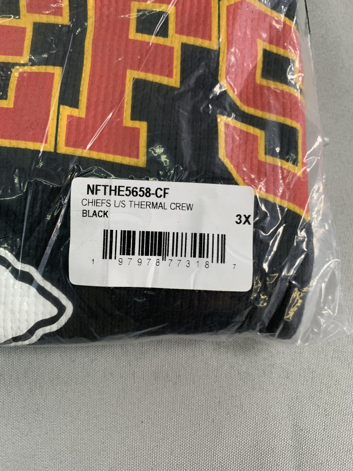 Kansas City Chiefs Shirt Mens 3XL Black NFL Fanatics Thermal Long Sleeve Crew