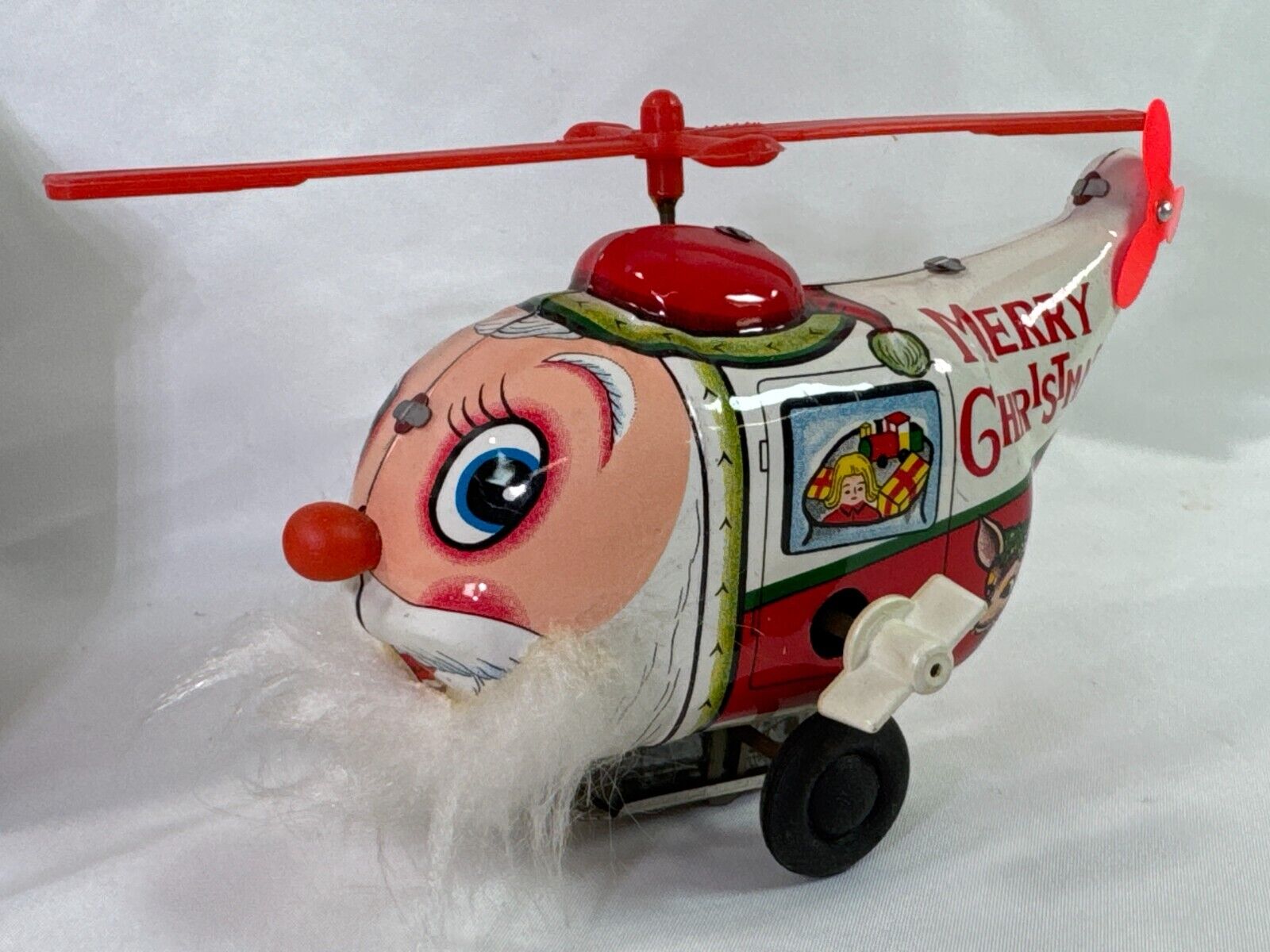 Yuletide Wind-Up Santa Copter Christmas Helicopter Tin Toy Best-Ever Decor
