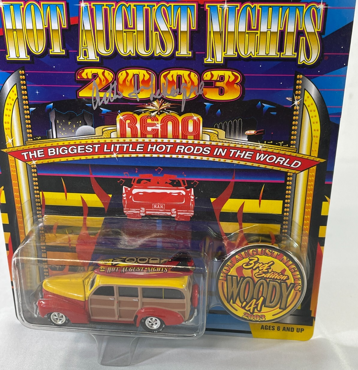 Johnny Lightning '41 Woody Hot August Nights 2003 Signed 1 of 9000 Sealed Car