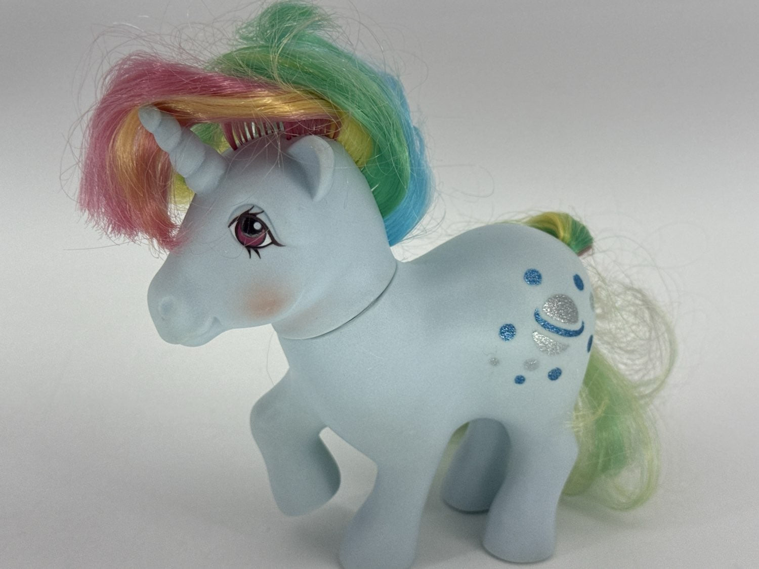 1983 MLP Moonstone Rainbow Unicorn Blue Glitter Hasbro