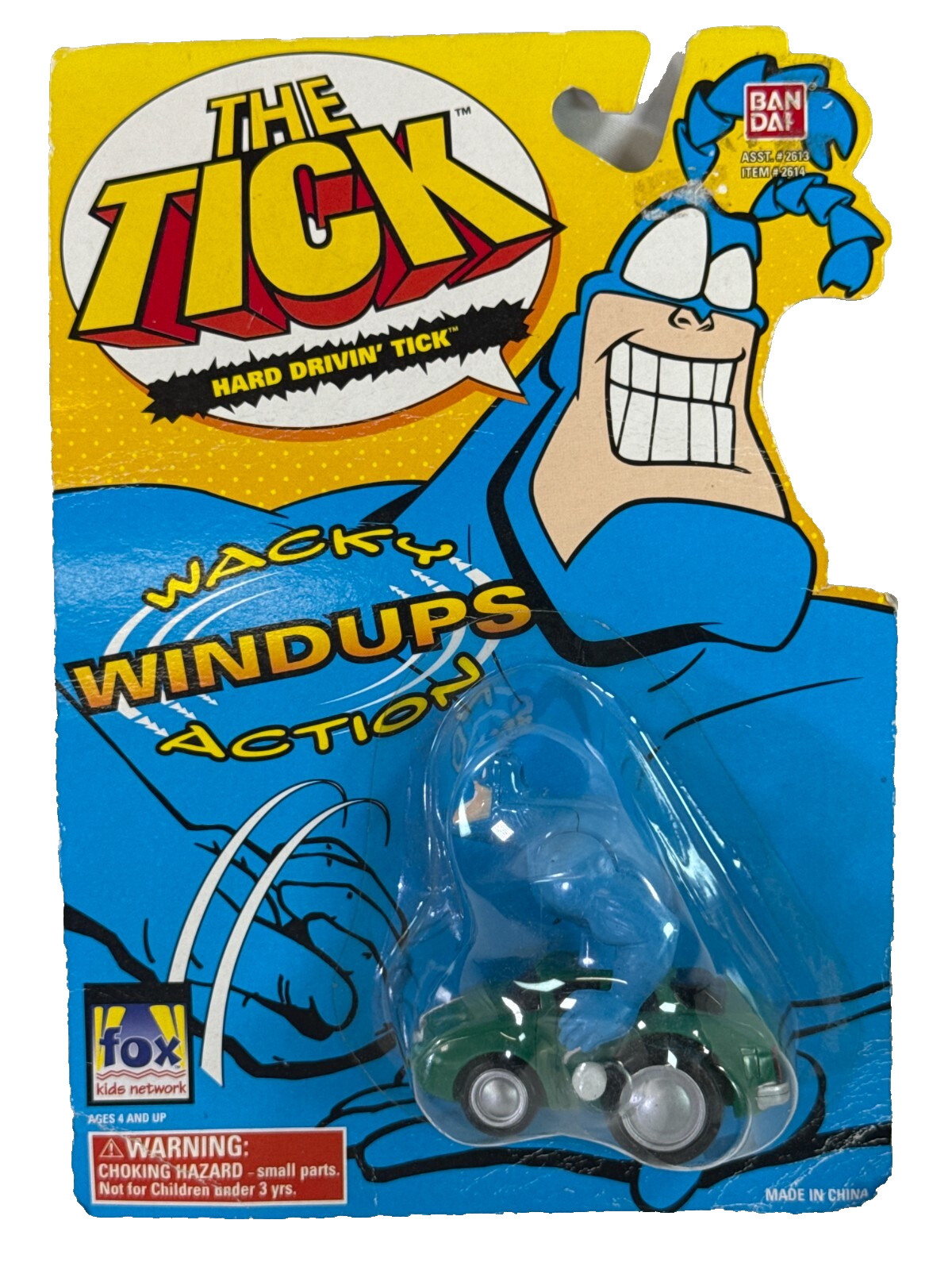 1995 Bandai The Tick Hard Drivin' Windup Figure Wacky Action FOX MOC 2614