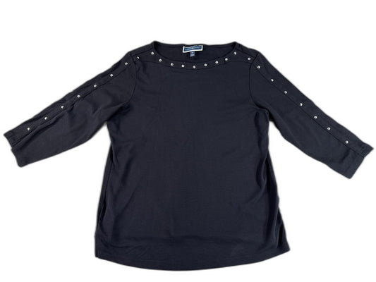 Black Long Sleeve Top 0X with Snap Button Detail Wear Trendy Fashion