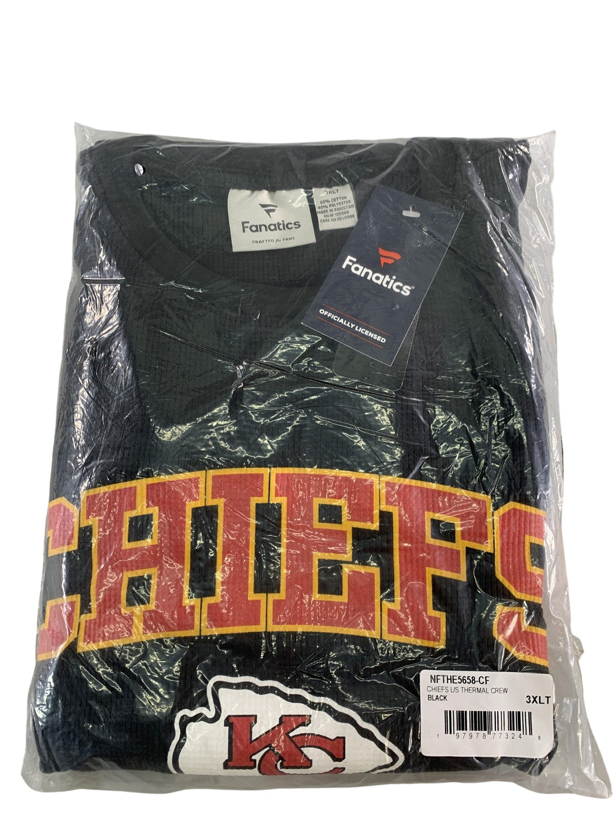 Kansas City Chiefs Shirt Mens 3XLT Black NFL Football Thermal Long Sleeve