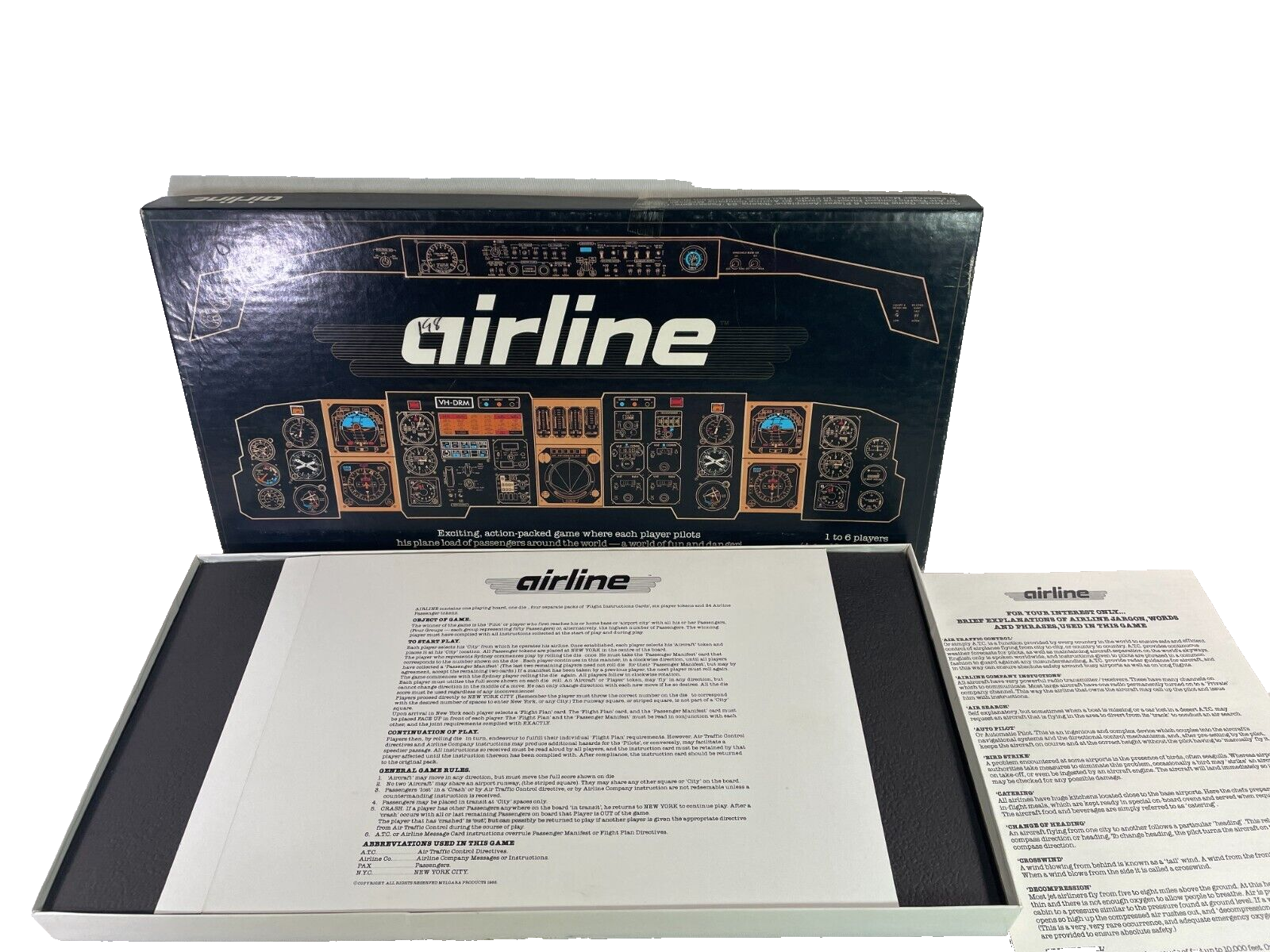Airline Board Game Mulgara Complete Set Travel Theme 1-6 Players Vintage 1985
