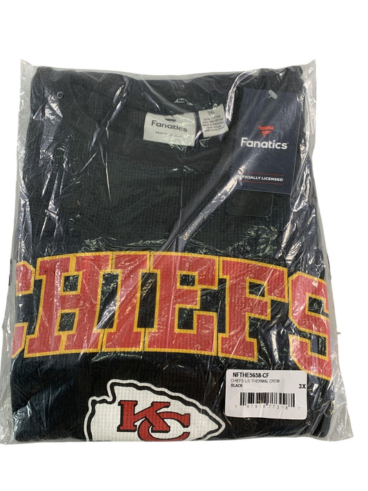 Kansas City Chiefs Shirt Mens 3XL Black NFL Fanatics Thermal Long Sleeve Crew