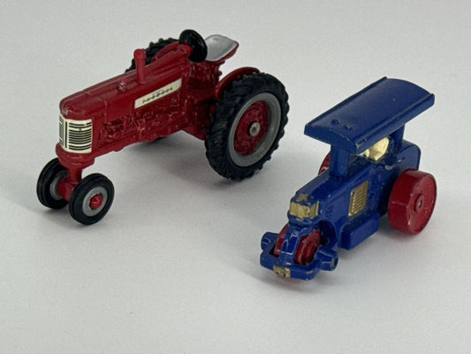 ERTL McCormick Farmall 350 Diecast Tractor & Blue Steamroller Toy Lot