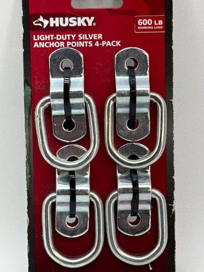 Husky Light Duty Silver Anchor Points 4 Pack 600 lb Working Load Tie Down Rings