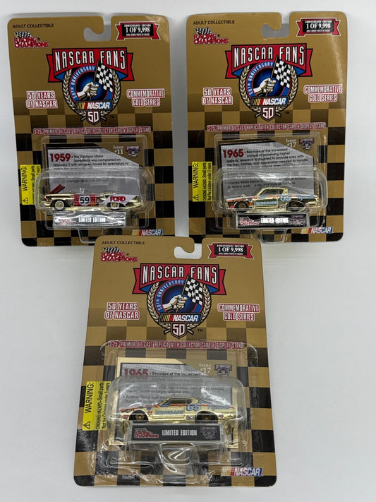 Racing Champions NASCAR Fans Gold 50th Anniversary Lot 3 1of9998 Diecast