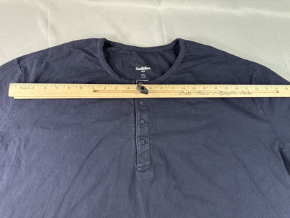 Goodfellow Co Henley Shirt Mens 5XB Navy Blue Long Sleeve Cotton Regular Fit