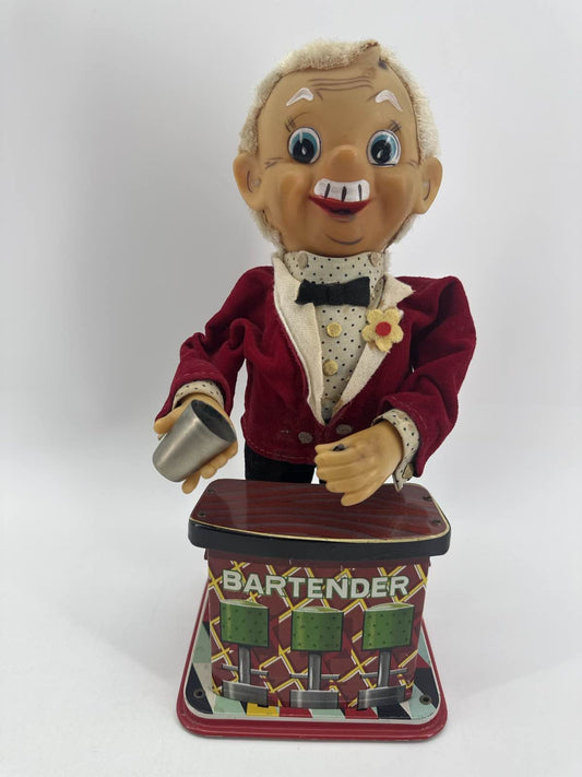 1960s Rosko Charley Weaver Bartender Tin Toy Japan