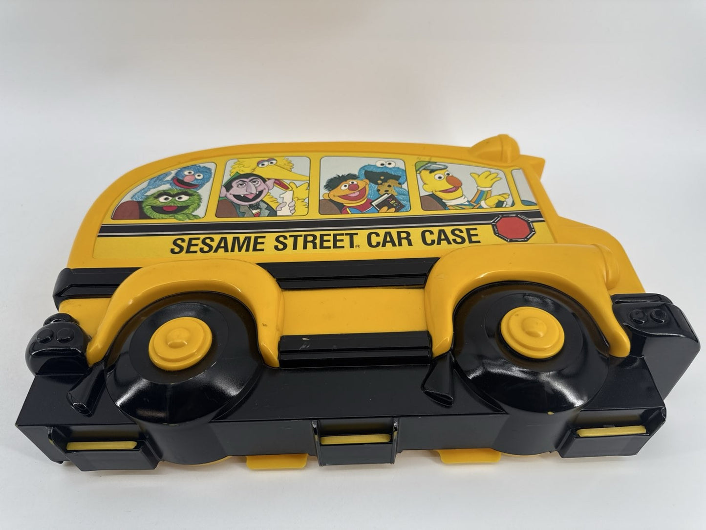 1982 Sesame Street School Bus Car Case Muppets Hasbro Toy Holder