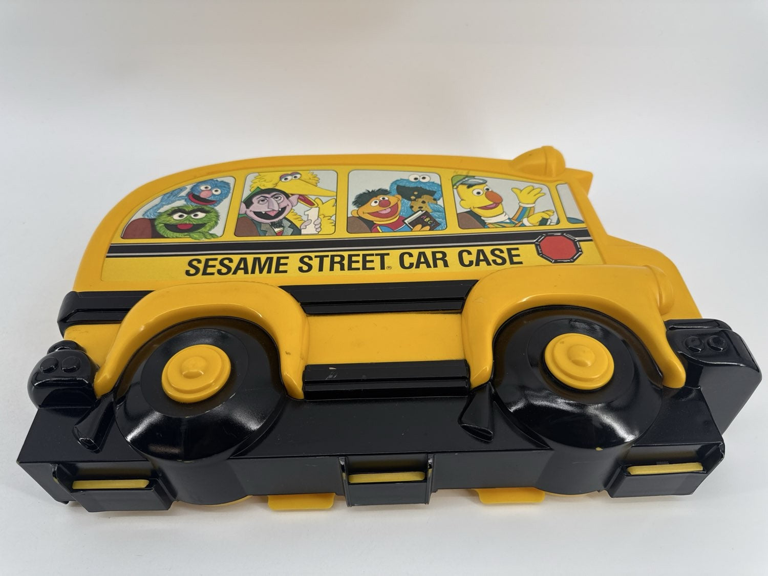1982 Sesame Street School Bus Car Case Muppets Hasbro Toy Holder