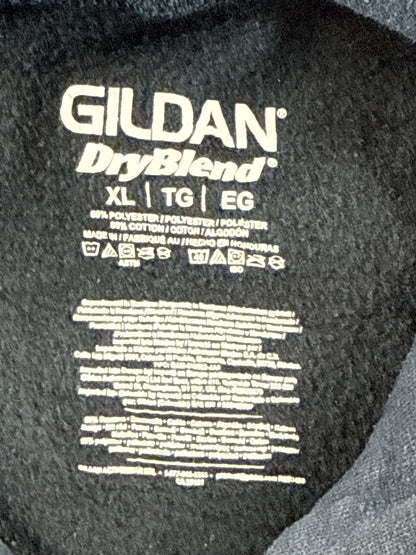 GILDAN USA Sports Hoodie XL Navy Polyester Cotton Pullover Graphic Flag Print