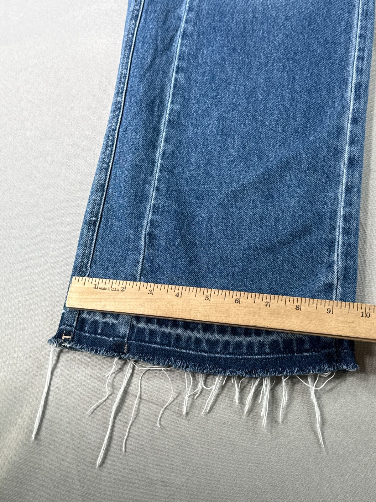 High Waist Wide Leg Jeans Womens S Baggy Frayed Hem Medium Wash Blue Denim SEMIR