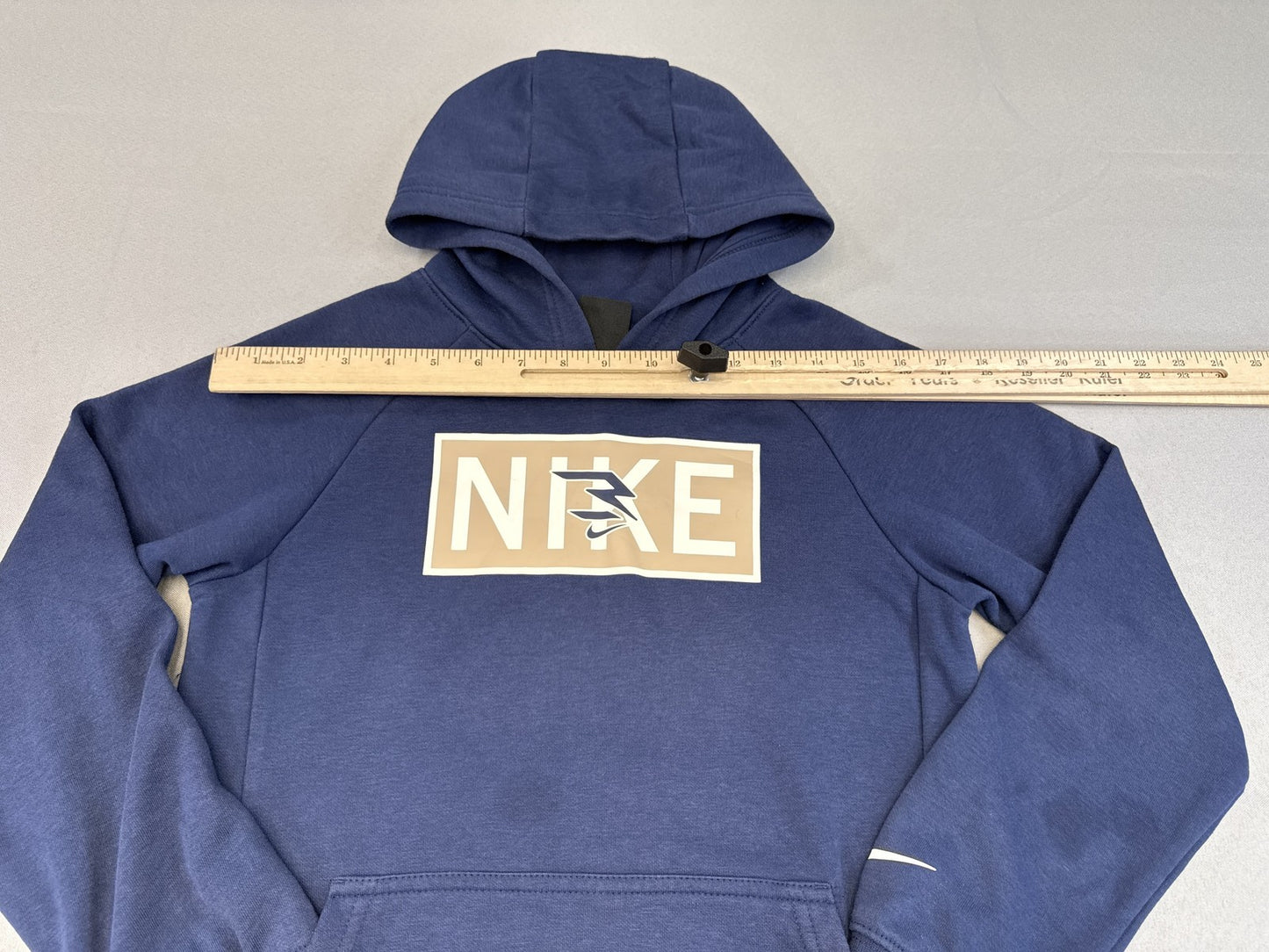 3BRAND Nike Graphic Pullover Hoodie M Blue Cotton Long Sleeve Hooded