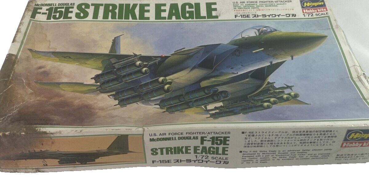 1/72 Hasegawa McDonnell Douglas F-15E Strike Eagle Fighter Model Kit Vintage