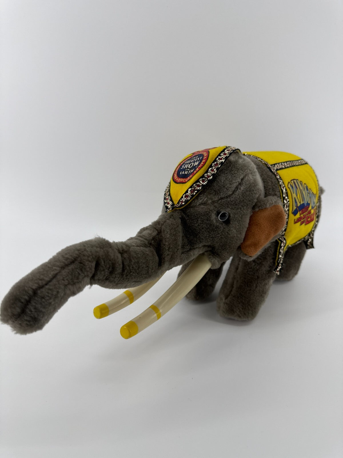1987 Ringling Bros King Tusk Elephant Plush Circus Toy w/ Hard Tusks Korea