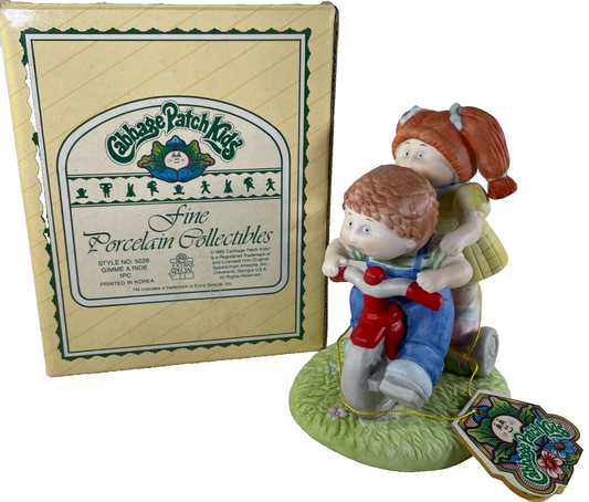 1985 Cabbage Patch Kids Gimme A Ride Figurine Xavier Roberts Ceramic w Tag