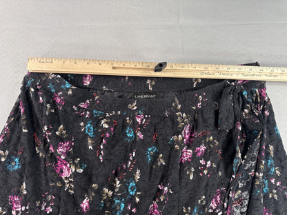 Lane Bryant Line Skirt 22 Plus 22/24 Black Floral Lace Elastic Waistband Nylon