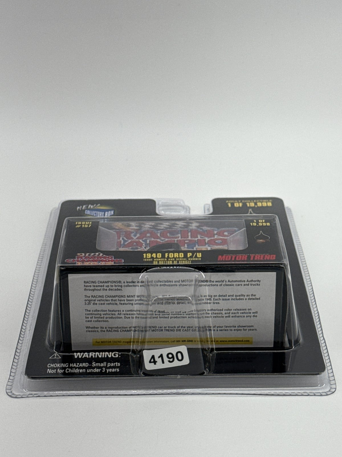 Vintage Racing Champions Mint 1940 Ford Pickup Motor Trend Die Cast 1:64 New