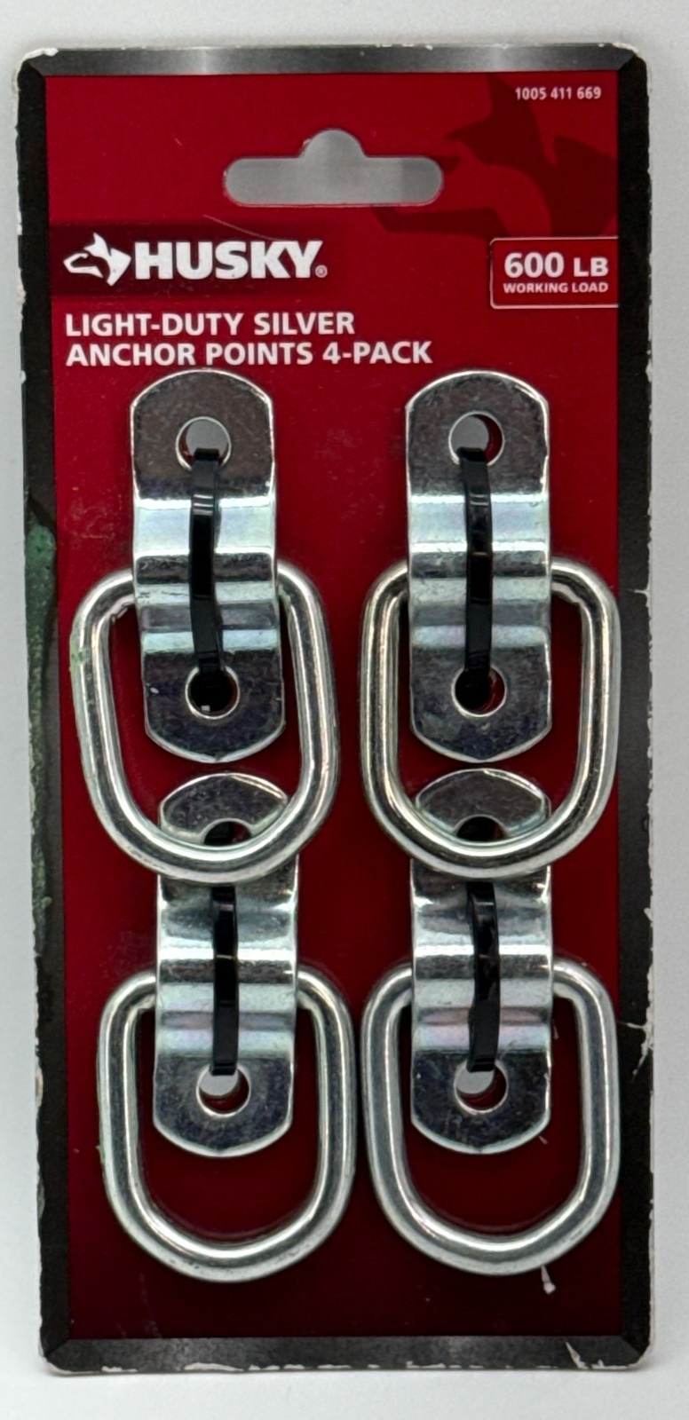 Husky Light Duty Silver Anchor Points 4 Pack 600 lb Working Load Tie Down Rings