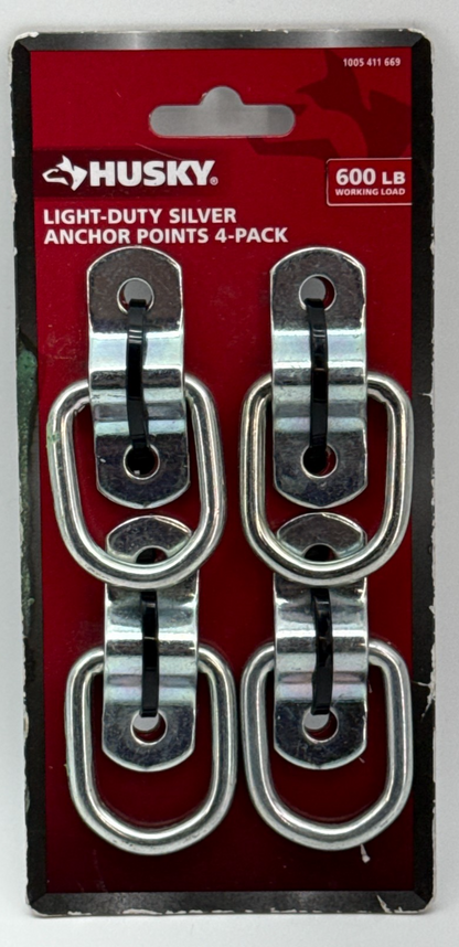 Husky Light Duty Silver Anchor Points 4 Pack 600 lb Working Load Tie Down Rings
