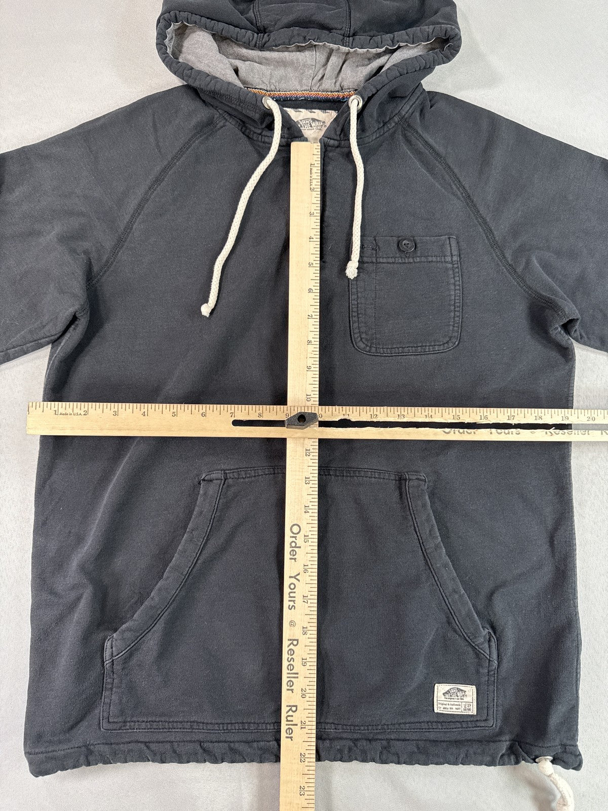 VANS Off Wall Black Pullover Hoodie S Cotton Blend Regular Fit Long Sleeve