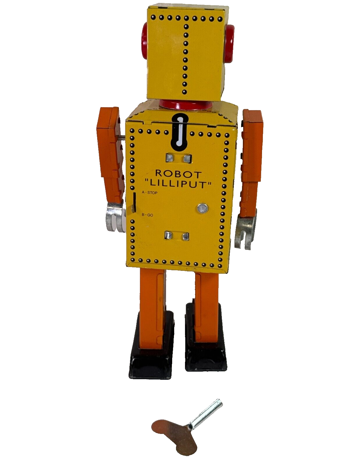 Schylling Lilliput Wind-Up Tin Robot NP5357 Yellow Retro Toy w/ Key & Box